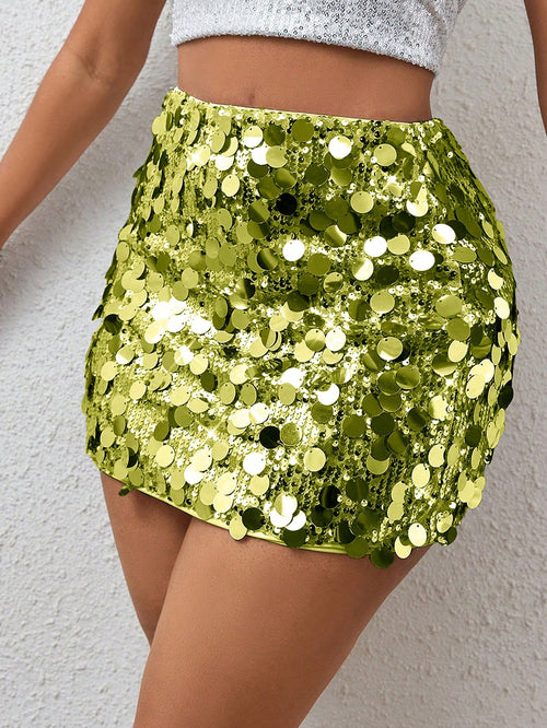 BamGleam Sequin Bodycon Skirt For Holiday Party Mini Skirt