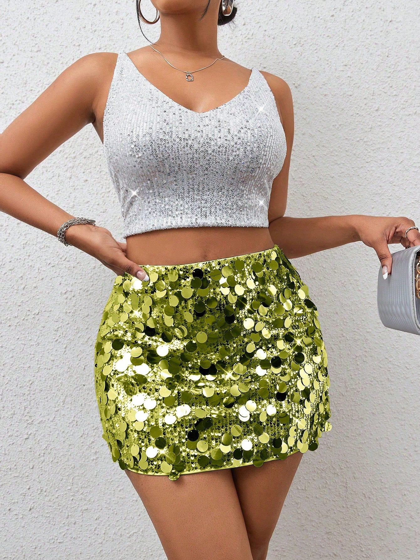 BamGleam Sequin Bodycon Skirt For Holiday Party Mini Skirt