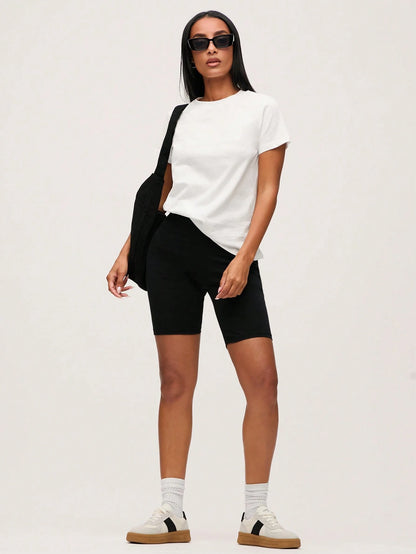 BASICS 1pc Wide Sport Waistband Biker Shorts Summer For Women