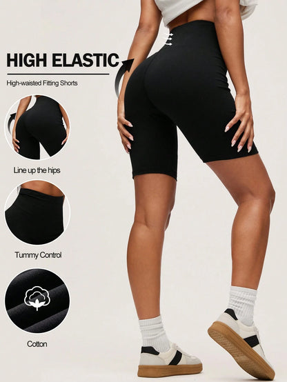 BASICS 1pc Wide Sport Waistband Biker Shorts Summer For Women