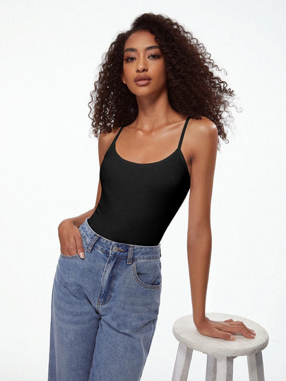 BASICS Solid Cami Top Simple Fashion Daily Casual Tops For Women Black Tops