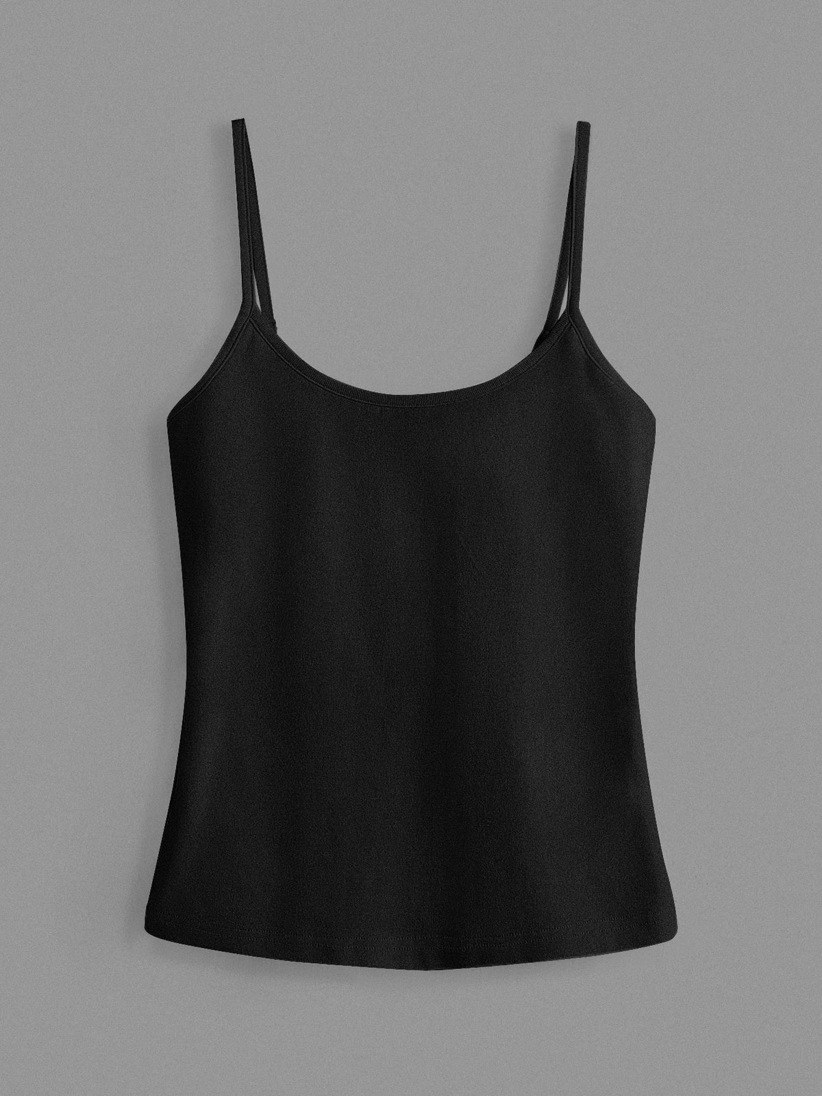 BASICS Solid Cami Top Simple Fashion Daily Casual Tops For Women Black Tops