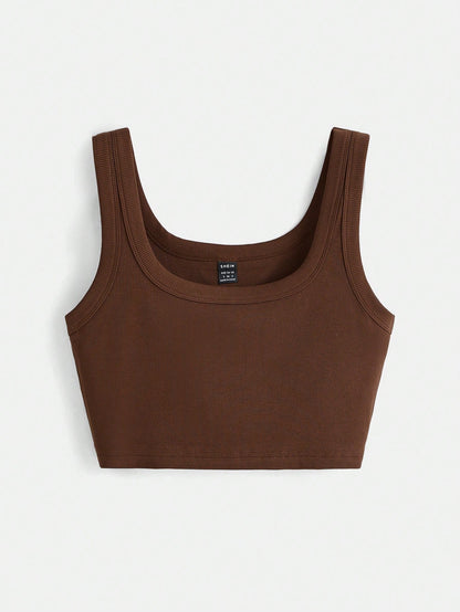 BASICS Solid Crop Tank Top Summer For Women