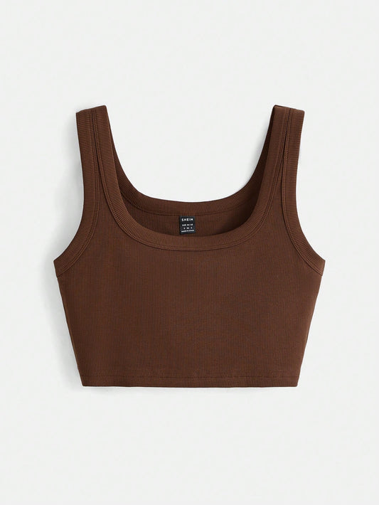 BASICS Solid Crop Tank Top Summer For Women