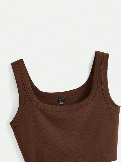 BASICS Solid Crop Tank Top Summer For Women