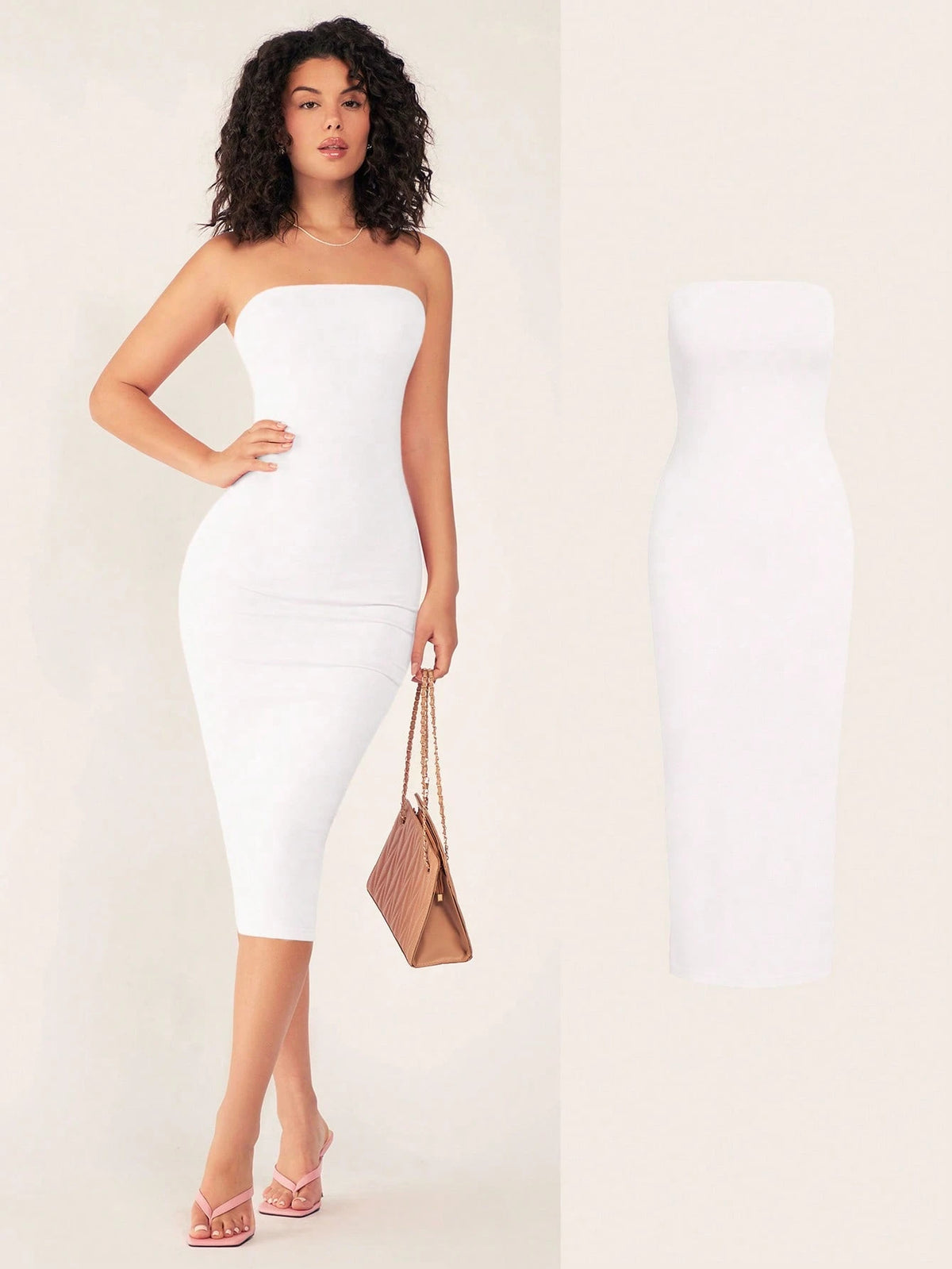 BASICS Women'S Strapless Slim Fit Bodycon Casual Dinner Dress Summer Dresses For Women Summer Dresses