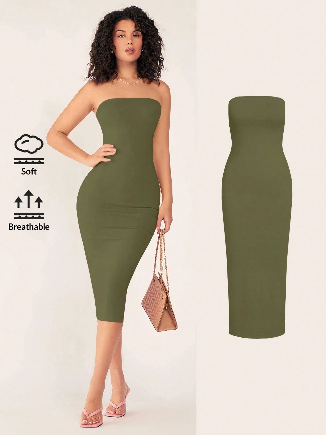 BASICS Women's Strapless Slim Fit Bodycon Casual Dinner  Dress Summer Dresses For Women