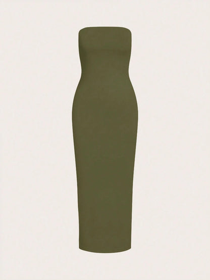 BASICS Women's Strapless Slim Fit Bodycon Casual Dinner  Dress Summer Dresses For Women