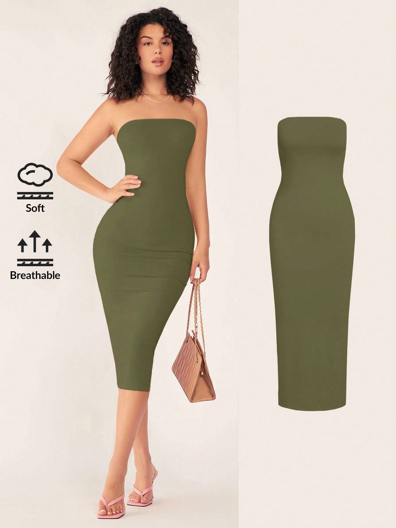 BASICS Women's Strapless Slim Fit Bodycon Casual Dinner  Dress Summer Dresses For Women