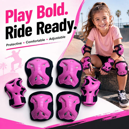 BAT DEICIDE 6PCS Kids Protective Gear CPSIA Certified: Knee Pads Elbow Pads Wrist Guards For Skateboard Cycling Scooter Skating Balance Bike 5-10Y, Back To School