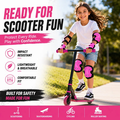 BAT DEICIDE 6PCS Kids Protective Gear CPSIA Certified: Knee Pads Elbow Pads Wrist Guards For Skateboard Cycling Scooter Skating Balance Bike 5-10Y, Back To School