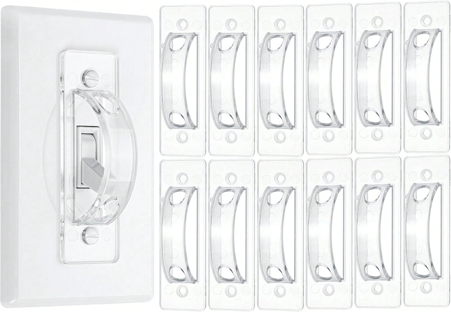 Bates Light Switch Guard Cover, 12 Pack, Clear, Toggle Switch Cover, Child Proof