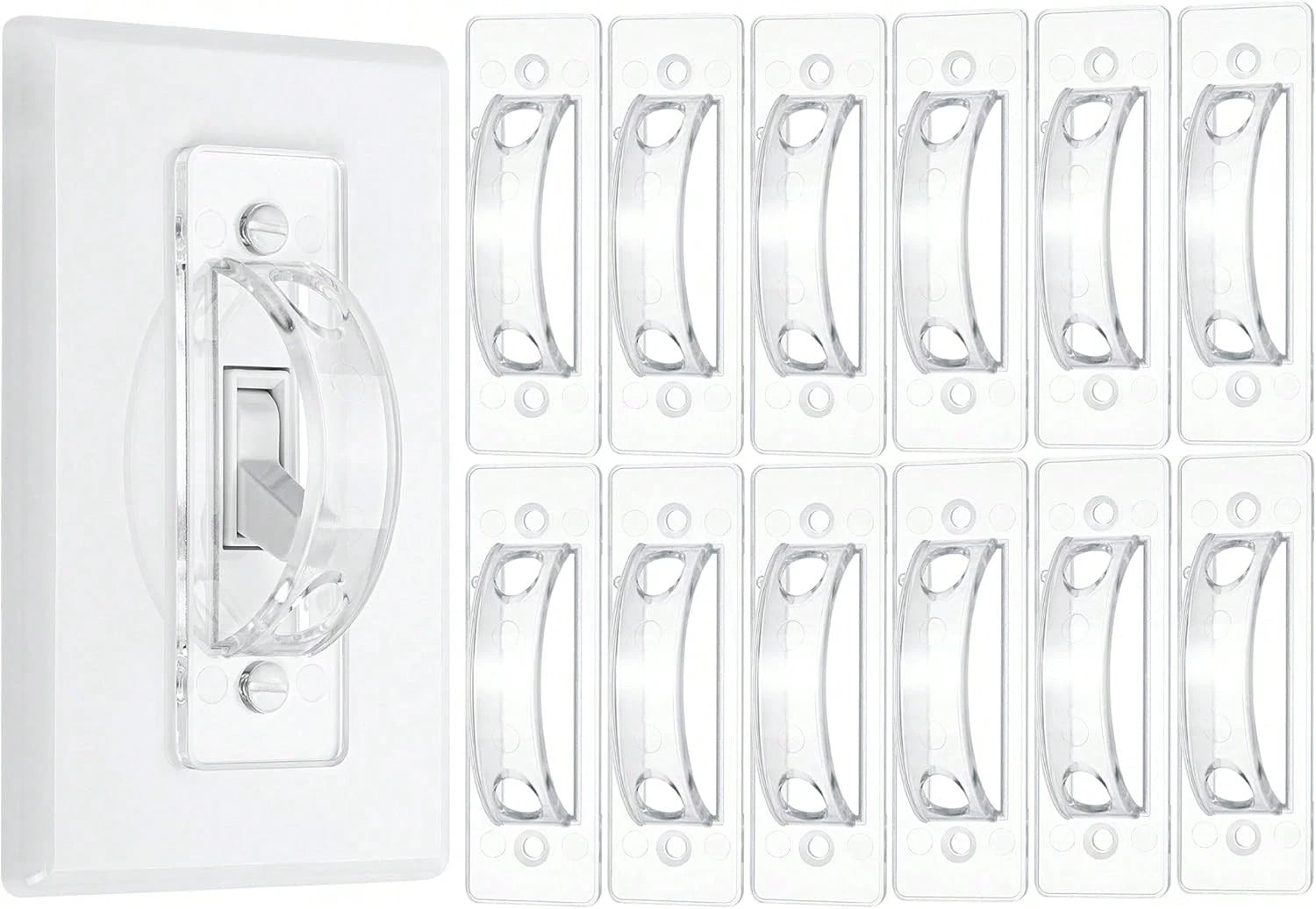 Bates Light Switch Guard Cover, 12 Pack, Clear, Toggle Switch Cover, Child Proof