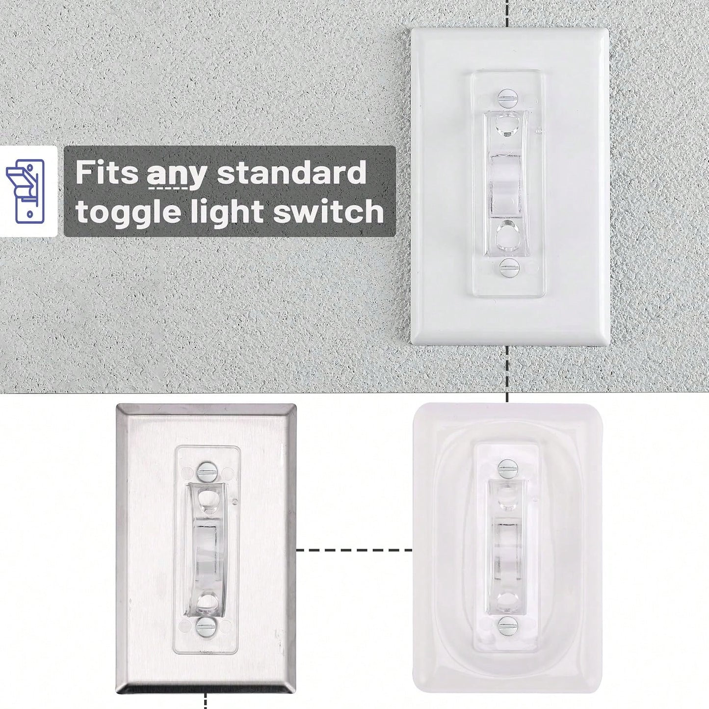 Bates Light Switch Guard Cover, 12 Pack, Clear, Toggle Switch Cover, Child Proof