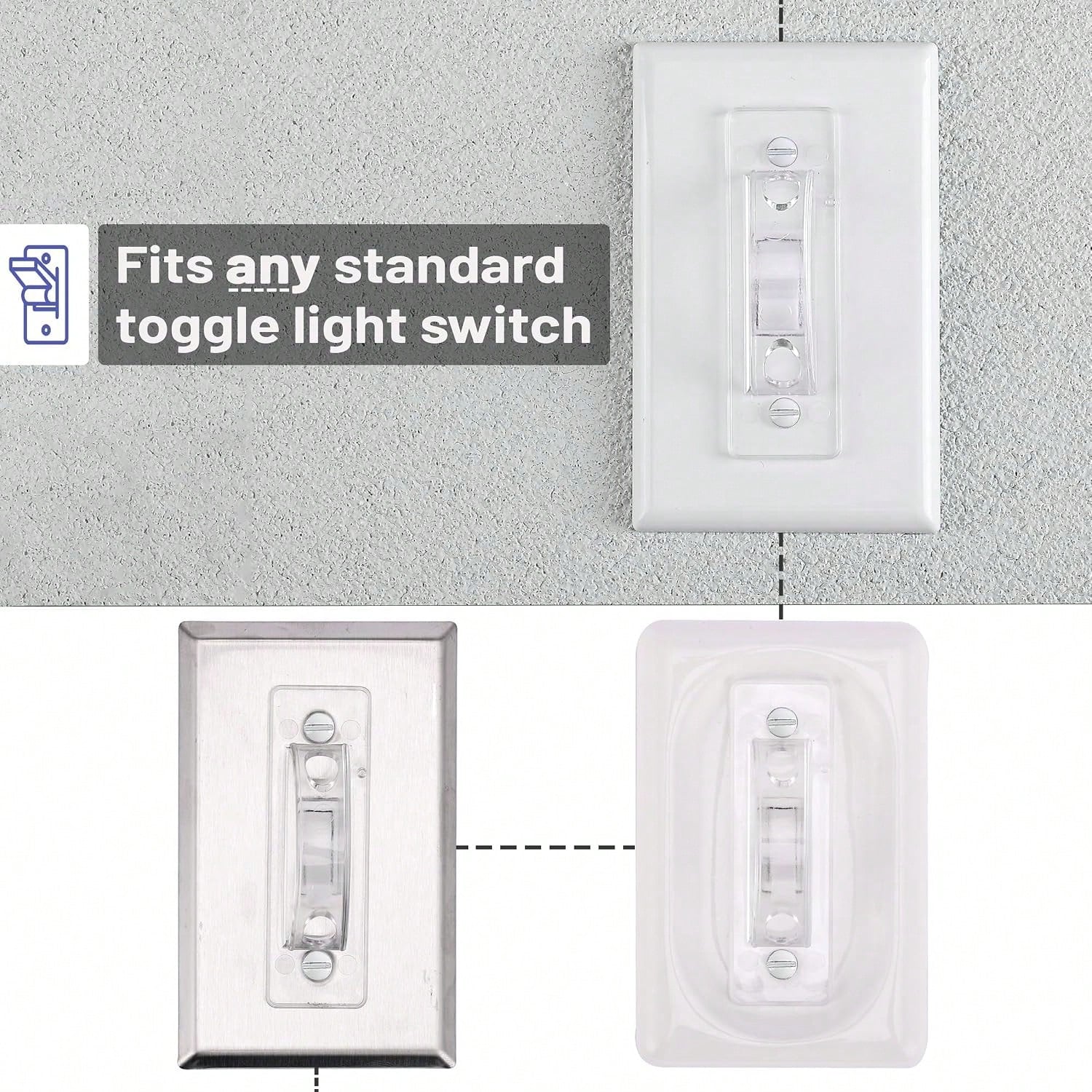 Bates Light Switch Guard Cover, 12 Pack, Clear, Toggle Switch Cover, Child Proof
