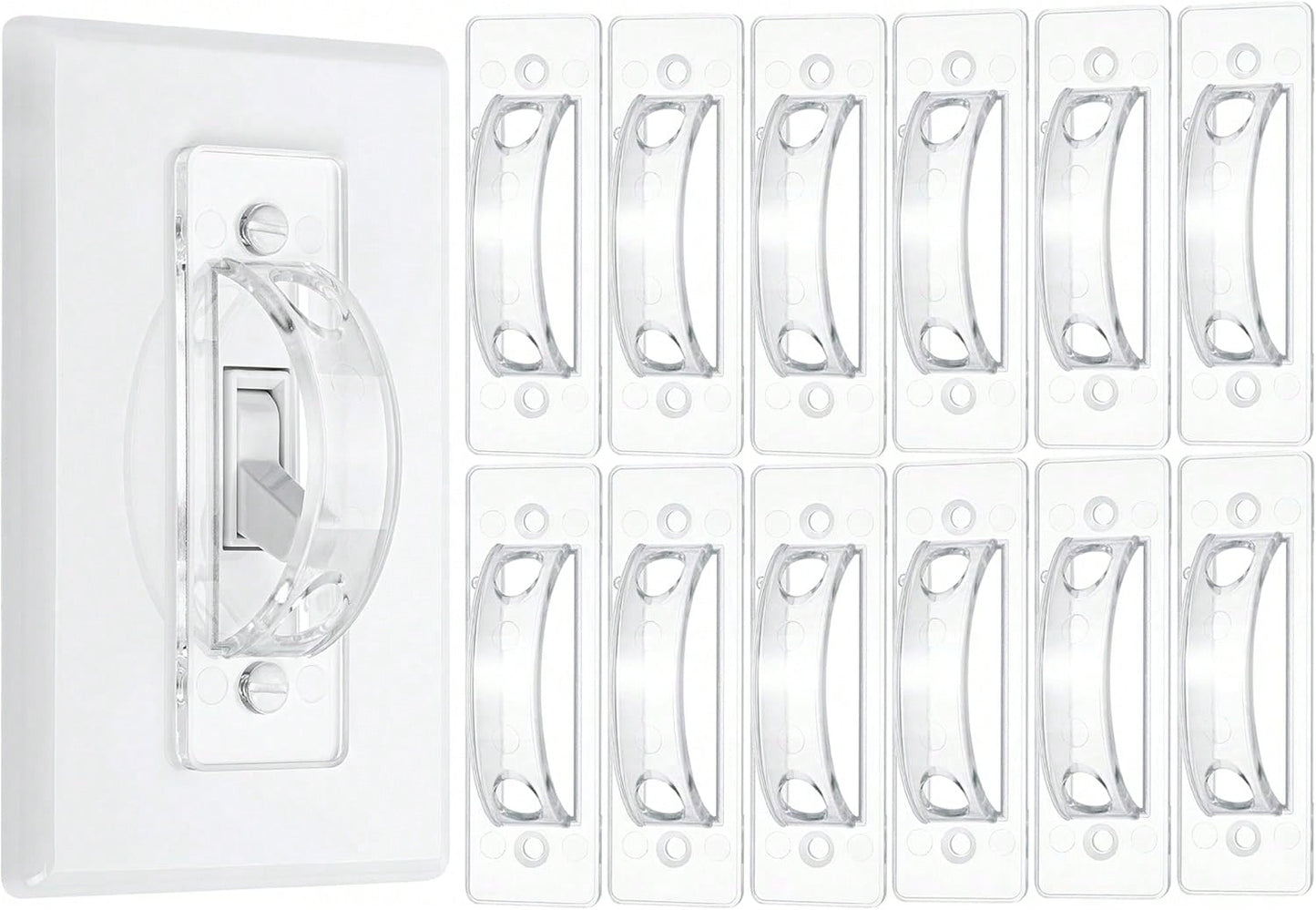 Bates Light Switch Guard Cover, 12 Pack, Clear, Toggle Switch Cover, Child Proof