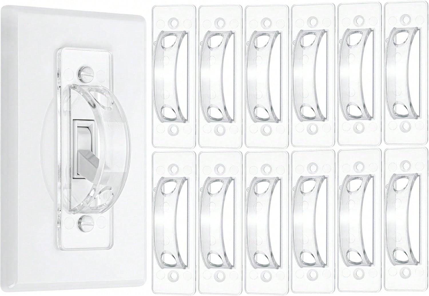 Bates Light Switch Guard Cover, 12 Pack, Clear, Toggle Switch Cover, Child Proof