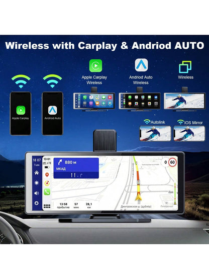 BDQ 9.26" Wireless Car Stereo Apple Carplay With 2.5K Dash Cam 1080P Backup Camera Portable Touchscreen GPS Navigation For Car Stereo Receiver With Bluetooth AirPlay AUX/FM