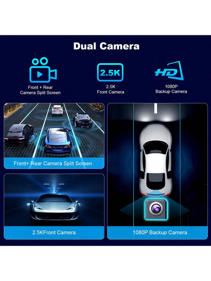 BDQ 9.26" Wireless Car Stereo Apple Carplay With 2.5K Dash Cam 1080P Backup Camera Portable Touchscreen GPS Navigation For Car Stereo Receiver With Bluetooth AirPlay AUX/FM