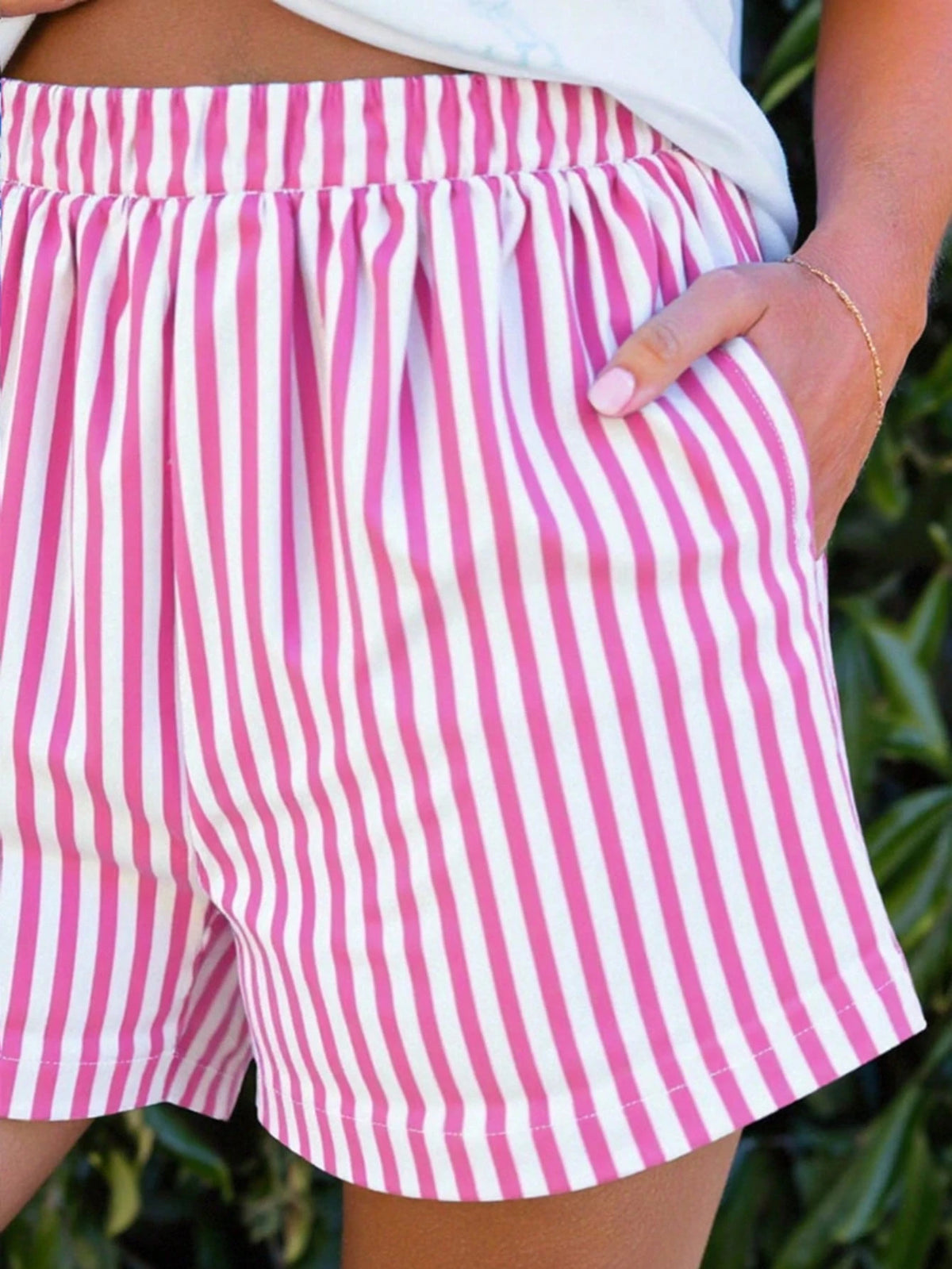 Be Stil & Know Print Women's Loose Short Sleeve Top & Striped Shorts Set, Summer Top, Casual Women's Clothing, Women's Clothing Elegant