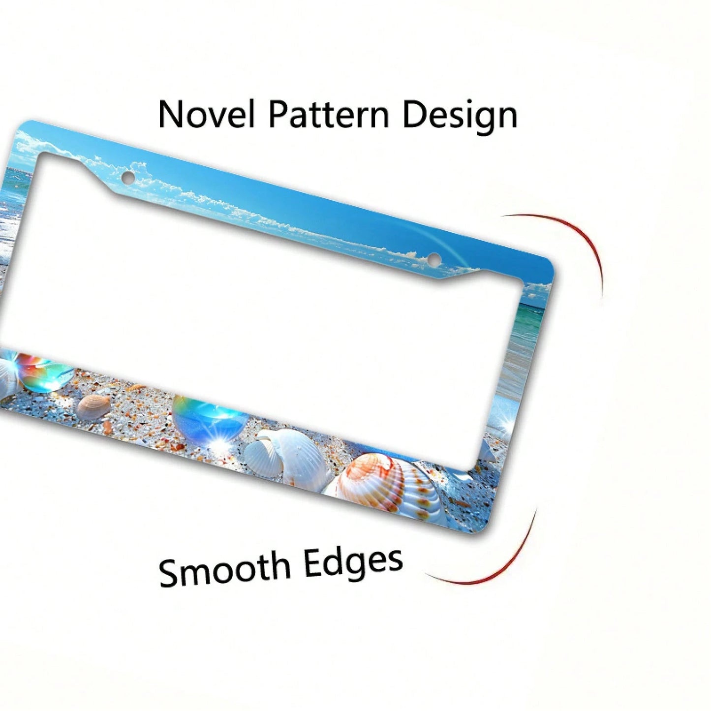 Beach Style Durable Metal License Plate Frame- 6.3X 12.2inch| Easy-To-Install, Rust-Proof And Weather-Resistant Car Accessories