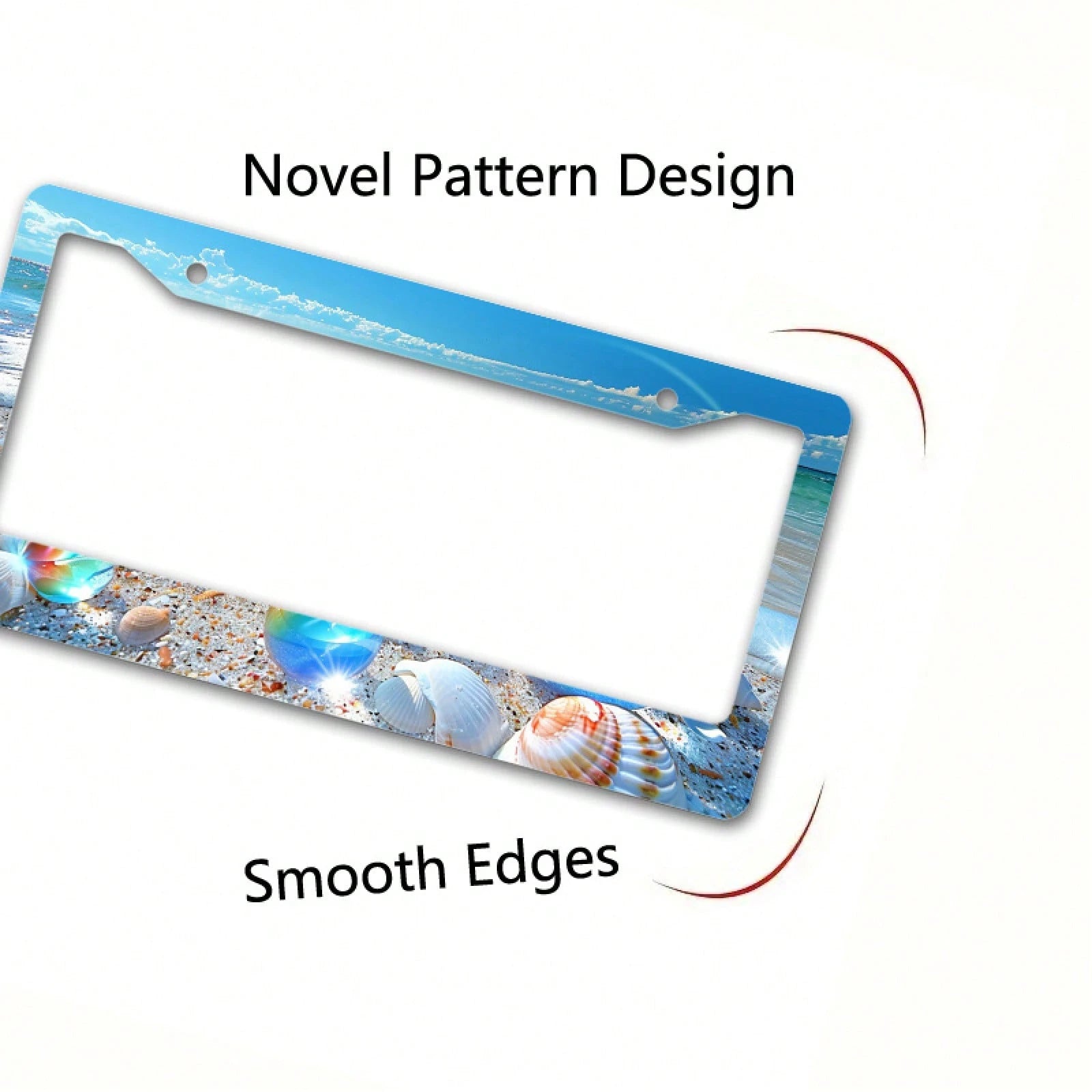 Beach Style Durable Metal License Plate Frame- 6.3X 12.2inch| Easy-To-Install, Rust-Proof And Weather-Resistant Car Accessories