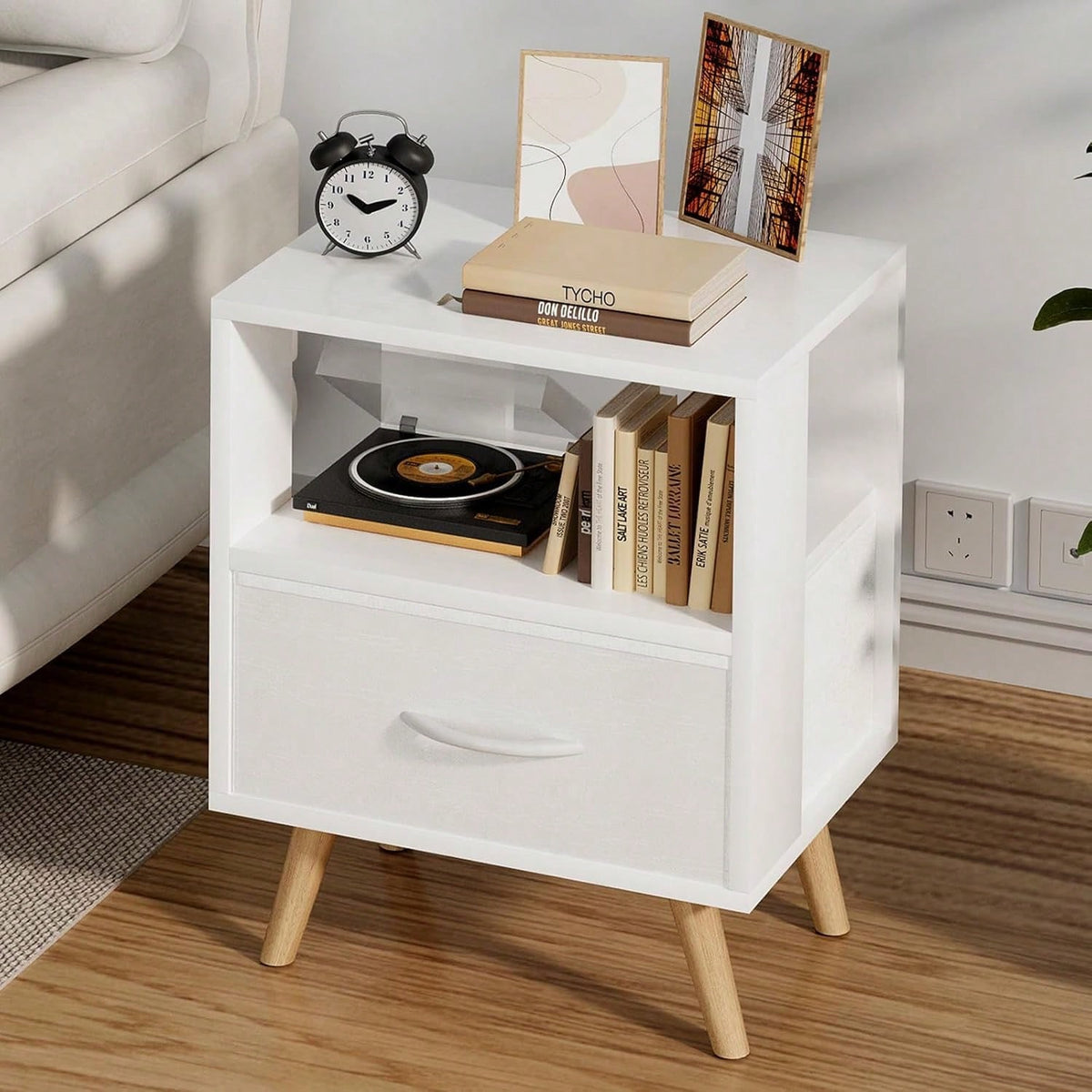 Bedside Table, Modern Open Storage Side Table, Double-Tier Nightstand, Suitable For Small Spaces, Living Rooms, And Bedrooms.
