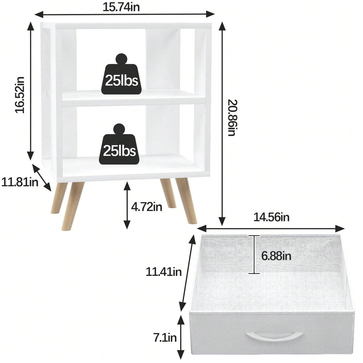 Bedside Table, Modern Open Storage Side Table, Double-Tier Nightstand, Suitable For Small Spaces, Living Rooms, And Bedrooms.