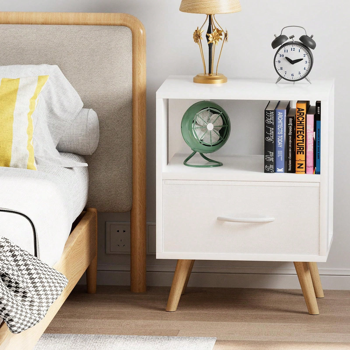 Bedside Table, Modern Open Storage Side Table, Double-Tier Nightstand, Suitable For Small Spaces, Living Rooms, And Bedrooms.