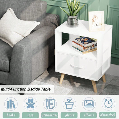 Bedside Table, Modern Open Storage Side Table, Double-Tier Nightstand, Suitable For Small Spaces, Living Rooms, And Bedrooms.