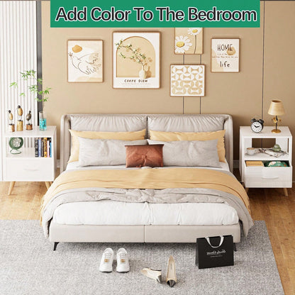 Bedside Table, Modern Open Storage Side Table, Double-Tier Nightstand, Suitable For Small Spaces, Living Rooms, And Bedrooms.