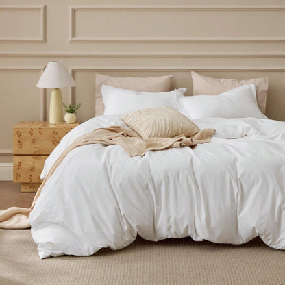 Bedsure 100% Washed Cotton Duvet Cover- Minimalist Cotton Duvet Cover Set Linen Like, High-Quality Cotton Bedding Set, Gift For Graduation/Back To School, College Dorm/Apartment Essentials, For Room