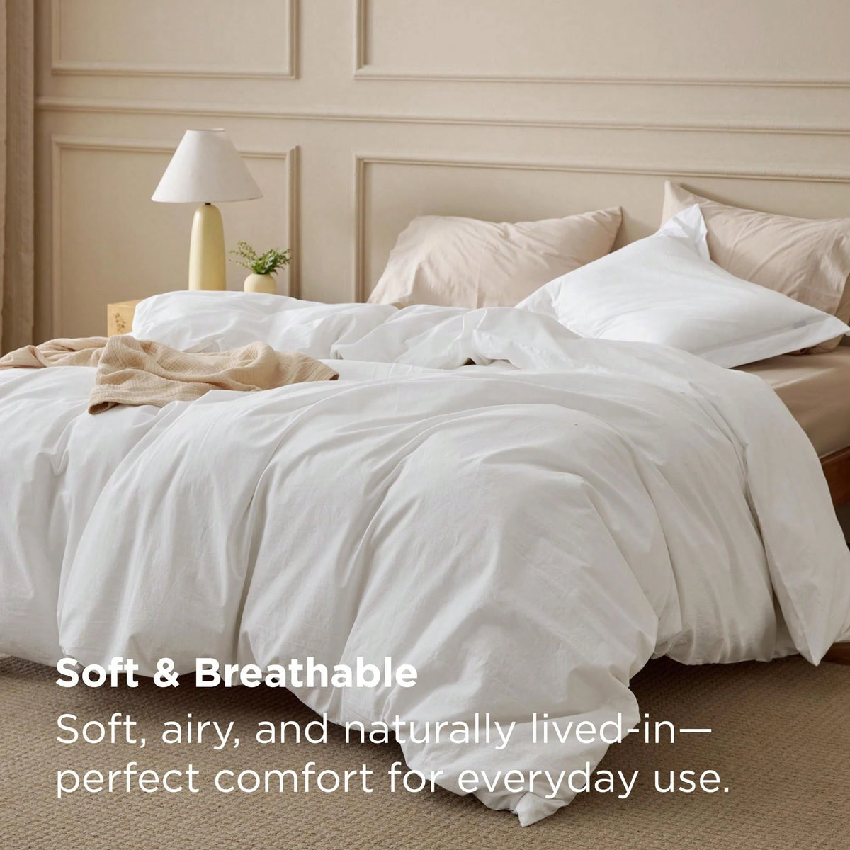Bedsure 100% Washed Cotton Duvet Cover- Minimalist Cotton Duvet Cover Set Linen Like, High-Quality Cotton Bedding Set, Gift For Graduation/Back To School, College Dorm/Apartment Essentials, For Room