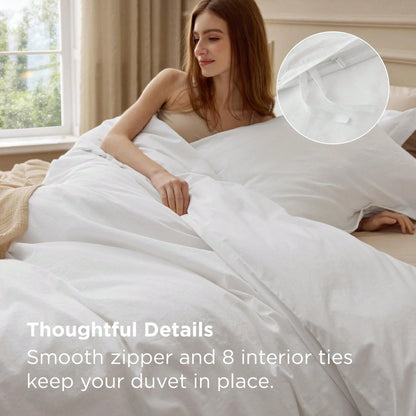 Bedsure 100% Washed Cotton Duvet Cover- Minimalist Cotton Duvet Cover Set Linen Like, High-Quality Cotton Bedding Set, Gift For Graduation/Back To School, College Dorm/Apartment Essentials, For Room