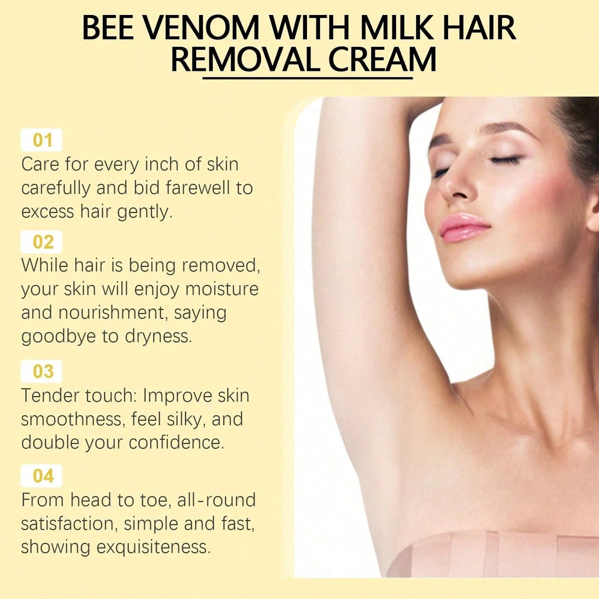 Bee Venom Milk Moisturizing Depilatory Cream, Gentle Body Depilatory Cream Armpit Hands And Legs Depilatory Cream