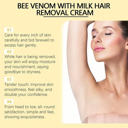 Bee Venom Milk Moisturizing Depilatory Cream, Gentle Body Depilatory Cream Armpit Hands And Legs Depilatory Cream