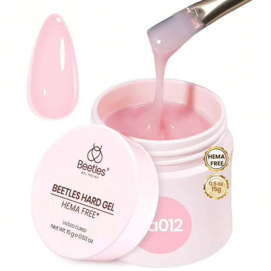 Beetles HEMA-Free Hard Gel For Nails- 9 In 1 Clear & Jelly Nude UV LED Sculpting Gel, Nail Extension & Repair With Flat Brush, High Hardness Manicure For Pros & Women