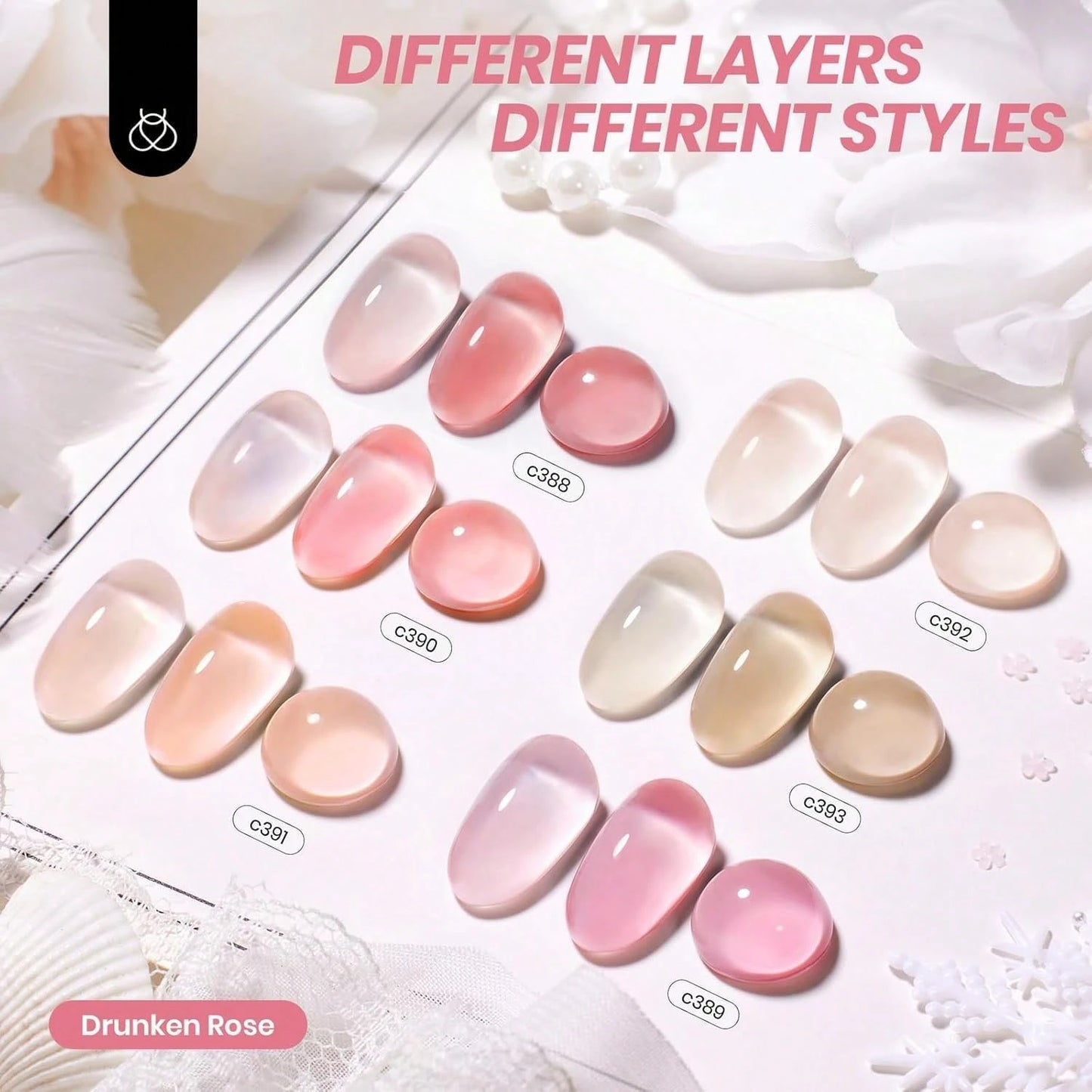 Beetles Nude Gel Nail Polish Set- 6 Colors Nude Pink Brown Neutral Jelly Gel Polish Kit