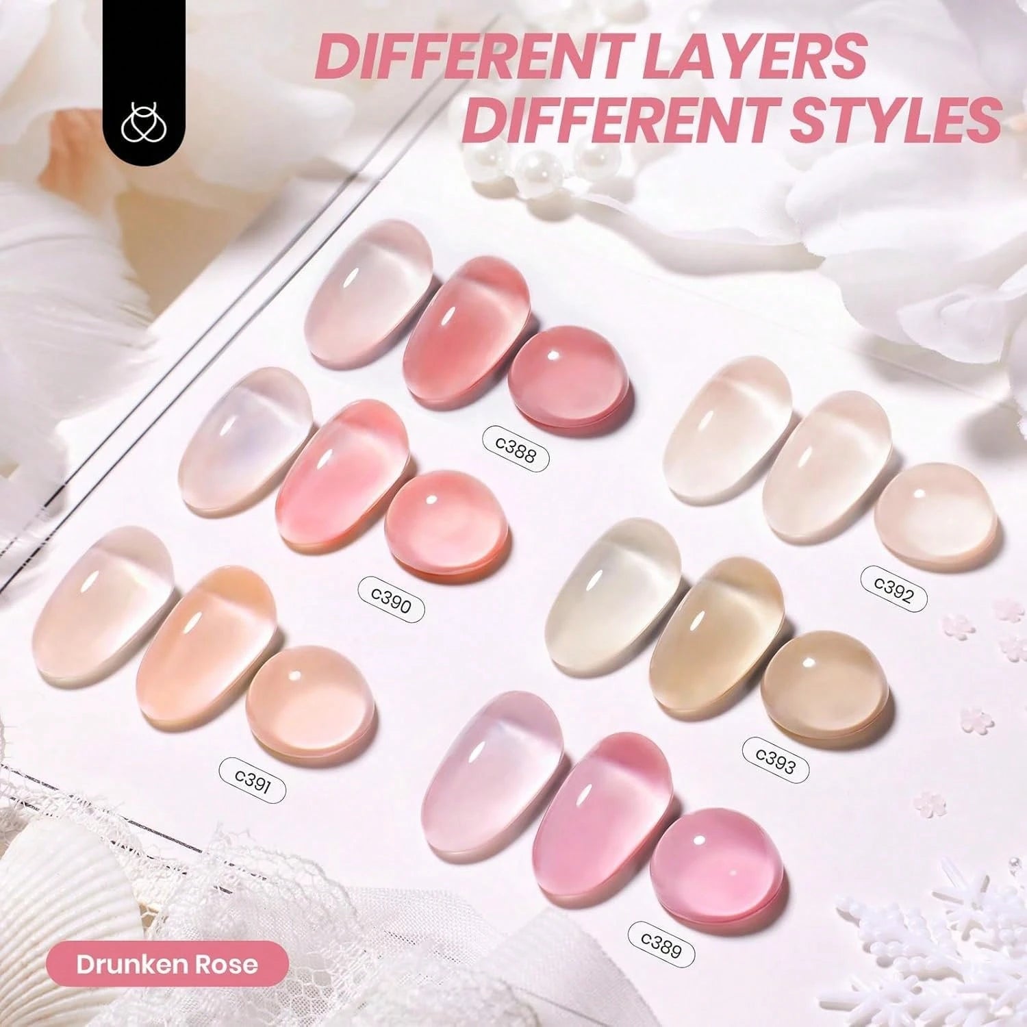 Beetles Nude Gel Nail Polish Set- 6 Colors Nude Pink Brown Neutral Jelly Gel Polish Kit