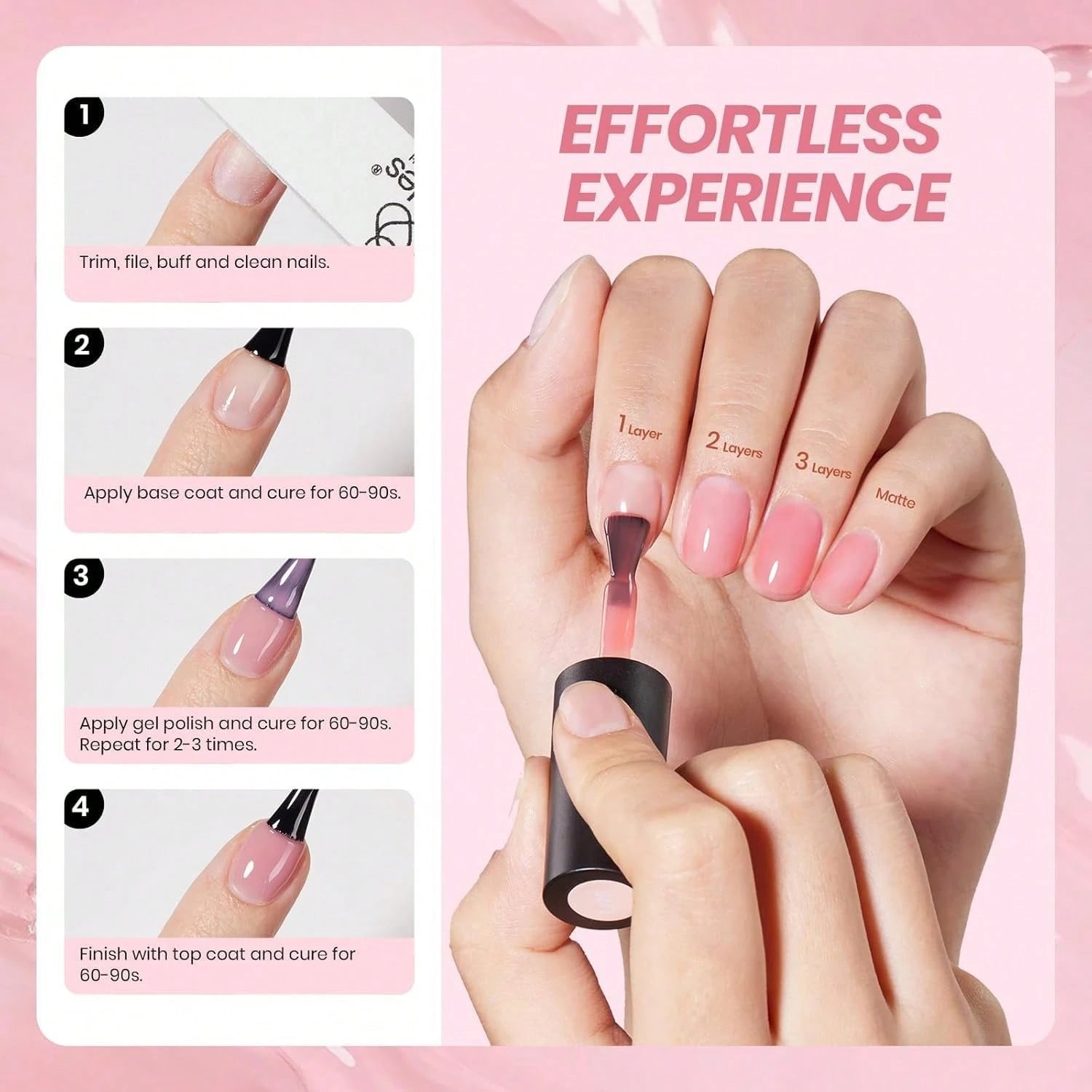 Beetles Nude Gel Nail Polish Set- 6 Colors Nude Pink Brown Neutral Jelly Gel Polish Kit