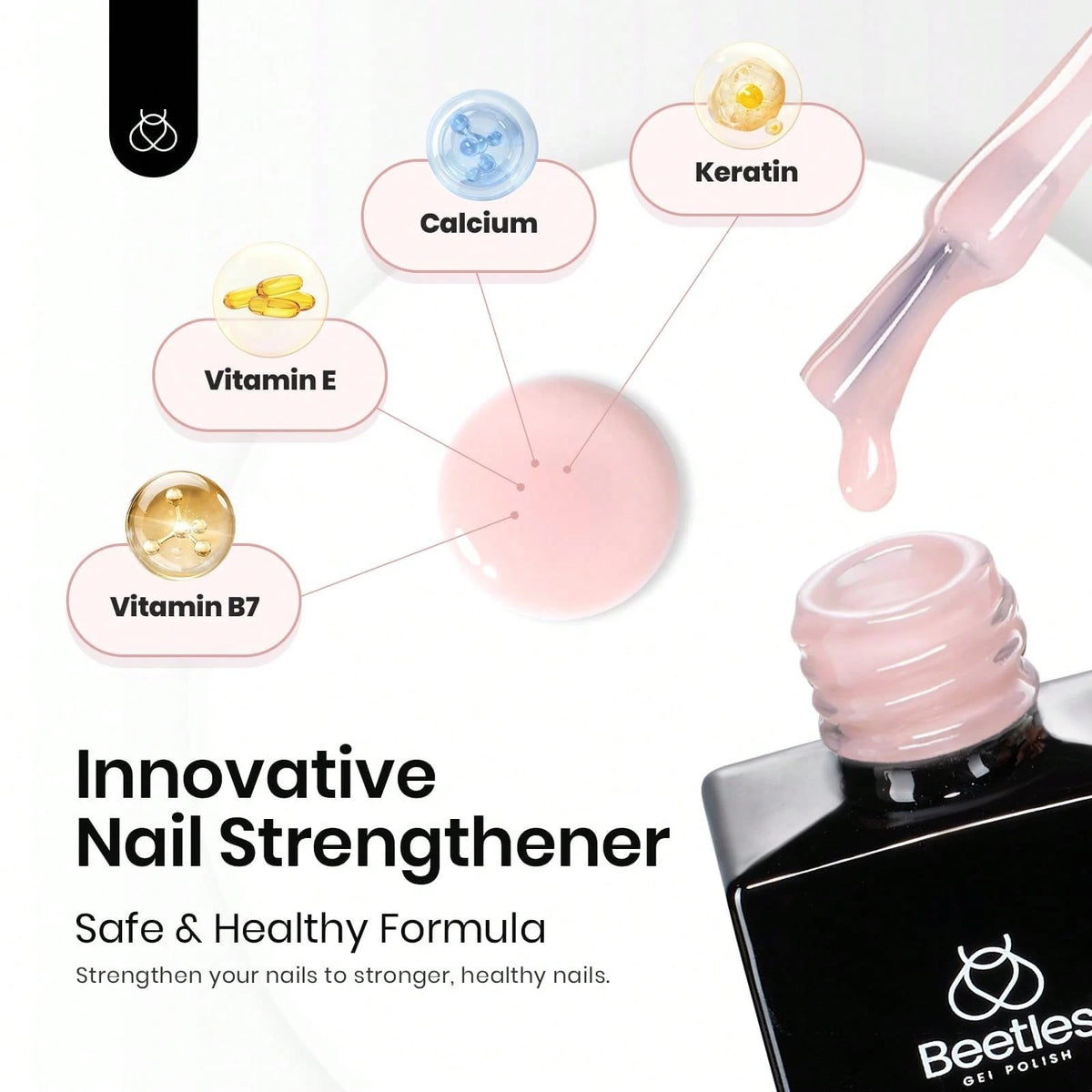 Beetles Rubber Base Gel Nail Polish, 6 Colors Nude Gel Polish Pink Peach Neutral Sheer French Tips Base Colors