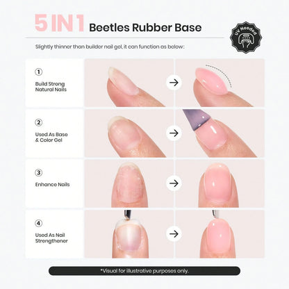 Beetles Rubber Base Gel Nail Polish, 6 Colors Nude Gel Polish Pink Peach Neutral Sheer French Tips Base Colors