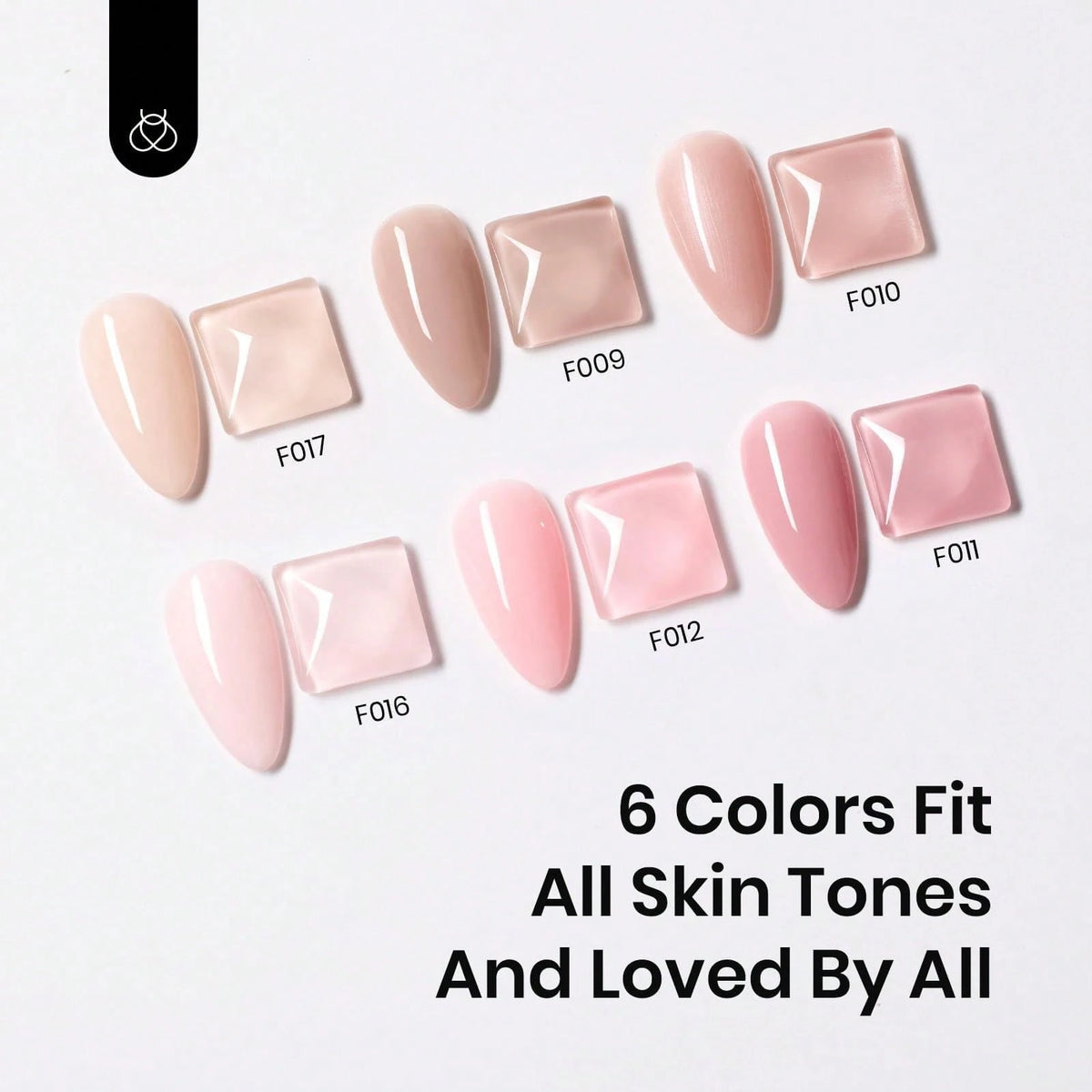 Beetles Rubber Base Gel Nail Polish, 6 Colors Nude Gel Polish Pink Peach Neutral Sheer French Tips Base Colors