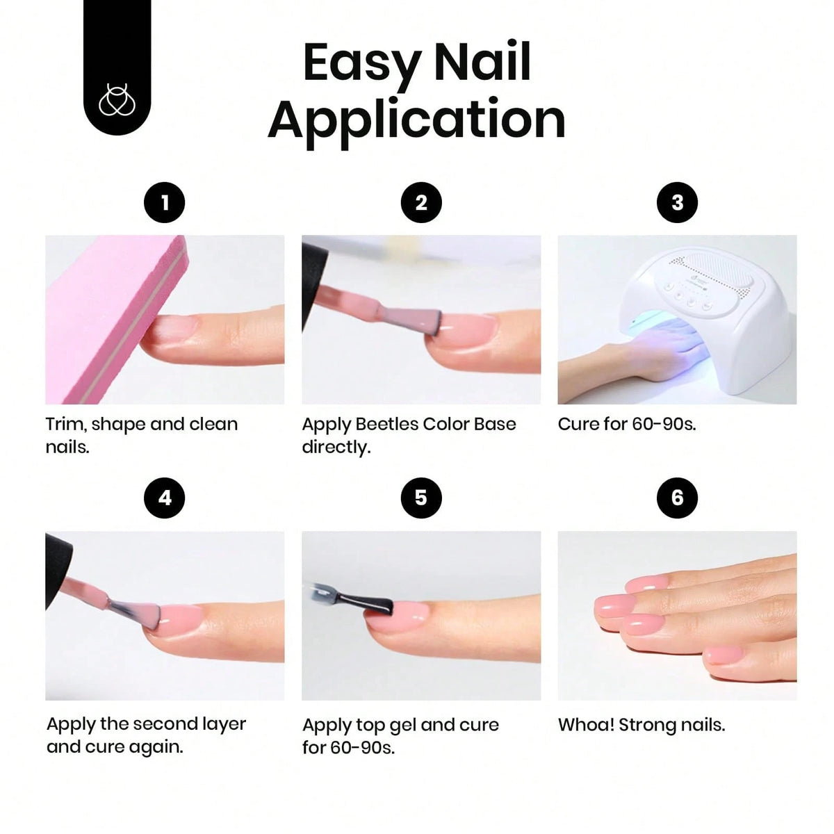 Beetles Rubber Base Gel Nail Polish, 6 Colors Nude Gel Polish Pink Peach Neutral Sheer French Tips Base Colors