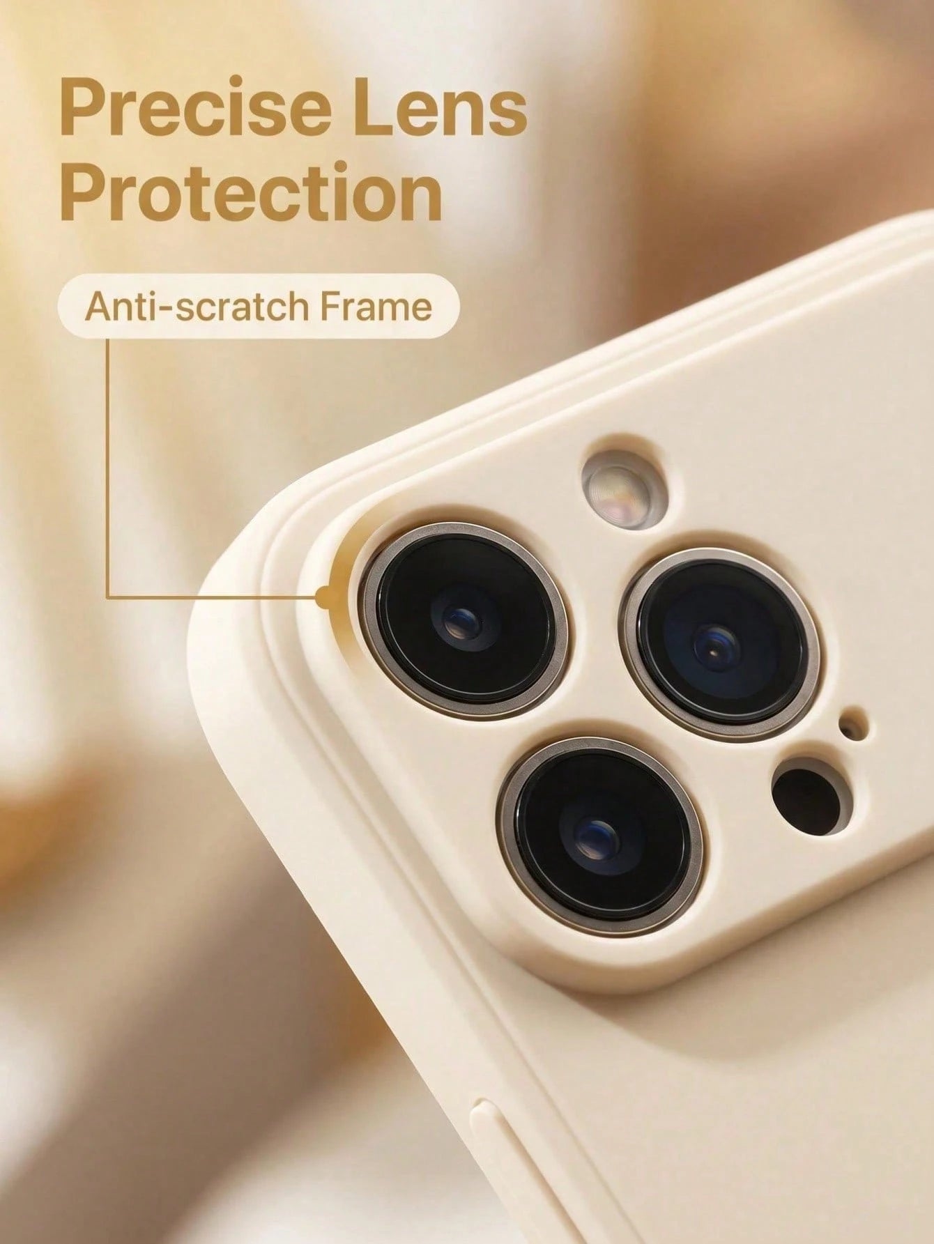 Beige Luxury Soft TPU Phone Case, Skin-Friendly Shock-Absorbing Protective Cover, Full Camera Protection, Compatible With IPhone 17 Pro Max 16 Pro 15 Plus 14 13 12 11 XR XS Max X XS, Soft Anti-Drop Ba