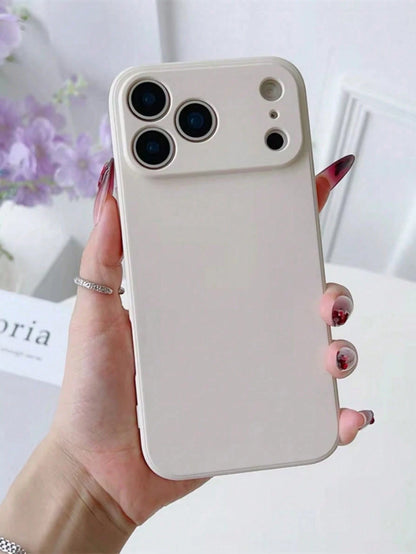 Beige Luxury Soft TPU Phone Case, Skin-Friendly Shock-Absorbing Protective Cover, Full Camera Protection, Compatible With IPhone 17 Pro Max 16 Pro 15 Plus 14 13 12 11 XR XS Max X XS, Soft Anti-Drop Ba
