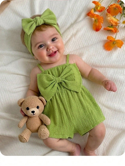 Beige, Summer, Boho, Vacation, Holiday Baby Girl Ditsy Floral Ruffle Trim Strapless Jumpsuit With Bow Straps, Baby Girl Beach Romper Mommy And Me Outfits