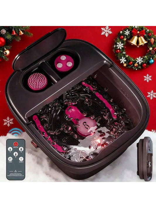Beinilai Remote Temperature Control Collapsible Foot Spa. Foot Bath With Heat, Bubble And Massager, Foot Spa Tub With 3 Pedicure Attachments, Foot Soak Tub With Handle