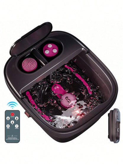 Beinilai Remote Temperature Control Collapsible Foot Spa. Foot Bath With Heat, Bubble And Massager, Foot Spa Tub With 3 Pedicure Attachments, Foot Soak Tub With Handle