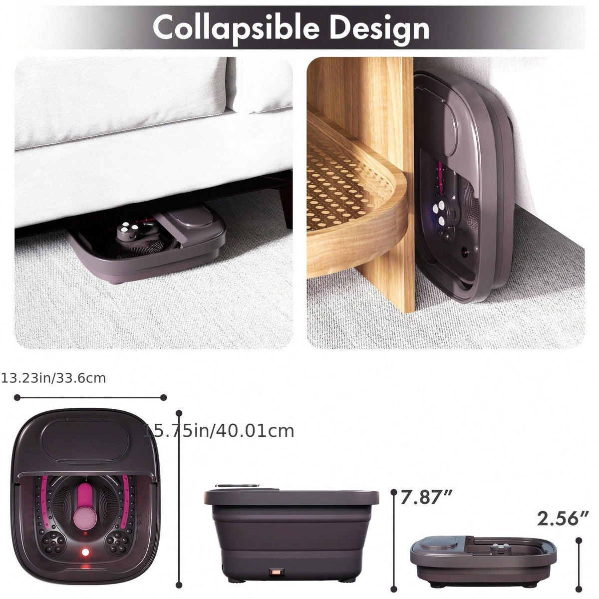 Beinilai Remote Temperature Control Collapsible Foot Spa. Foot Bath With Heat, Bubble And Massager, Foot Spa Tub With 3 Pedicure Attachments, Foot Soak Tub With Handle